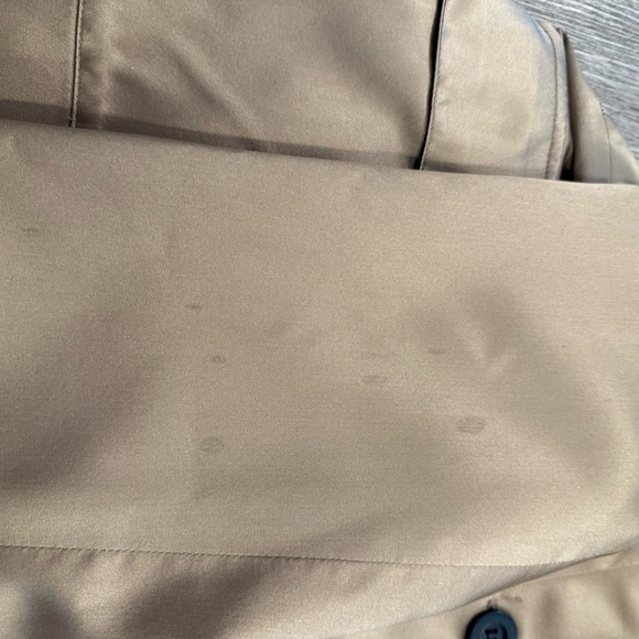 Chicos 100% Silk Pea Coat Jacket Women’s Large (2) Gold Tan Classic Elegant Luxe - Picture 9 of 10